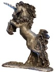 Vintage Pewter Unicorn Figurine With Rhinestone Blue Eyes And Pendant