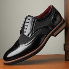 Color Stitching Lace Up Wing Tip Brogue Formal Dress Mens Real Leather Shoes New
