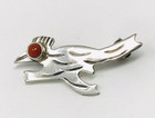 J Sterling Silver 925 Southwestern Roadrunner Bird Coral Vintage Navajo 1 