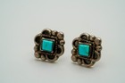 Vintage Southwestern Sterling Silver Turquoise Stud Earrings 10mm Jb40