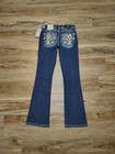 Deadstock Nwt Miss Me Medium Wash Mid Rise Fleur De Lis Bootcut Stretch 29x32