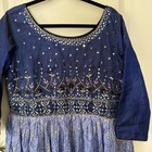 Stunning Blue Lightweight Mirror Work Georgette Gown anarkali Dress For Women