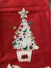 Christmas Stocking Felt Vtg Mcm Sequins Applique Deer Tree Dove Handmade