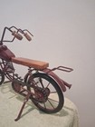 Vintage-style Handcrafted Metal Motorcycle Sculpture Distressed Finish wood Acc