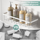 White Shower Caddy Organizer  2 Pack Adhesive Shampoo Holder Basket Shelves For