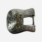 Yazzie Western 2 Tone Silver Gold Tone Overlay Calf Roping Belt Buckle  Vintage