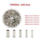 1900pcs Uninsulated Cord End Bootlace Crimp Cable Ferrule Terminals - 0 5-2 5mm  