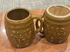 Drink Falls City Beer Pottery Barrel Mug Stein Brown Louisville Ky Lot 2 Pair Eu