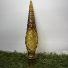 Empoli Stopper 8 5  Amber Honey Bubble Hobnail Glass Genie Bottle Decanter
