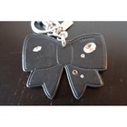 Coach Bow Bag Charm With Gems Cz171 Black Leather Crystal Keychain