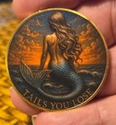 Mystical Voluptuous Mermaid Challenge Coin  heads I Win 
