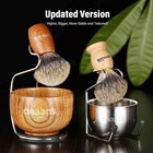 Anbbas Pure Badger Hair Shaving Brush Wood Handle And Large Soap Bowl With St   