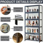 Display Cabinet 5-tier Glass Bookcase Adjustable Shelf Collectibles Toy Rack 