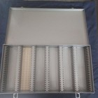 14 5 x7 75 x 2 25  Metal Gray Vintage Brumberger 150 Slot Projector Slides Case