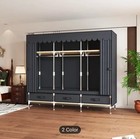  Portable Closet  59 06-inch Portable Wardrobe With 3 Hanging Rods And 6 Storage