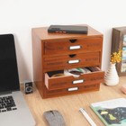 Wooden Storage Box With 4 Drawers Vintage Office Supplies And Accessories Let   