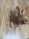 Vtg Antique Terracotta Ceramic Rabbit Head Apron Hook Hanger Wall Mount Statue
