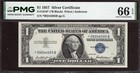1957  1   Star          Silver Certificate  Pmg Gem Uncirculated 66 Epq Banknote 