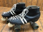 Vintage Riedell Usa Red Wing Striped Black Leather Roller Skates Cobra Wheels