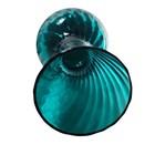 Vtg Italian Empoli Teal Blue Optic Swirl Vase 13    Pedestal Base Art Glass