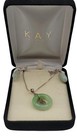 Sterling Silver Jade Fortune Necklace   Earrings Set In Kay Jewelers Box 17   