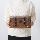 Small Wooden Treasure Chest Wood Storage Box With Hinged Lid Decorative Trunk