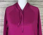 Cuddl Duds Women   s Pink Color Block Hooded Pullover Stretch Knit Top Size S