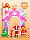 Christmas Pink Gingerbread Man Archway Airblown Inflatable Decor Blow Up Lawn