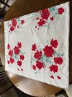 Red Roses Vintage Tablecloth Quality Cotton Wilendur  White 2  1 4  Mends Fresh