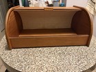 Vintage Mid Century Modern Dolphin Brand Teak Wood Bread Box Tambour Door