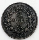 1887-h British North Borneo 1 Cent Heaton Mint Scarce Vf Very Fine Km-2 Bronze
