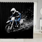  Dirt Bike Shower Curtain 72 x72  Racing 72 w X 72 l  pack Of 1  Black Blue