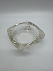 Vintage 3 1 2    Square Clear Glass Ashtray Mcm Retro Art Deco Heavy  4 Slots