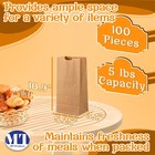 Mt Products Brown Paper Bags 5 Lb - Disposable Lunch Bags - Pack Of 100