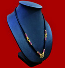 Necklace Rope Gold Micron Handmade Purple Thai Pattern For Buddha Amulet 3 Hook