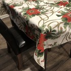 Lenox Christmas Holiday Tablecloth Red Poinsettias 52 X 70   