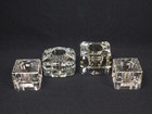 4 Pcs Antique To Vintage Heavy Clear Glass Crystal Inkwells