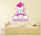 Personalized Unicorn Rainbow Name Wall Decal Vinyl Sticker Girls Nursery M-93