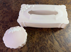 Vintage Pink Tissue Box Cover   Vanity Jar Schwarz Bros  Granny Cottagecore