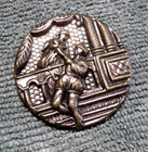 Large Vintage Antique Metal Picture Button Romeo   Juliet