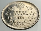 1913 Canada Small Five Cents Uncirculated King George 5 Silver Coin Ngs007