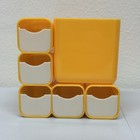 Vintage Mcm 70 s 80   s Retro Prop Hof Desk Organizer Caddy   X5 Drawers Yellow