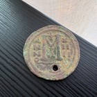 Holed 40mm Justinian I Follis Coin Bust  sear 207  Cyzicus Ry 14  hw2916