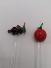 Vintage Hand Blown Glass Fruit Swizzel Sticks Set Of 5