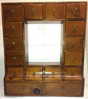 Country Decor Wall Hung Vintage 16 Drawer Apothecary Wood Spice Cabinet 50   s