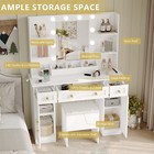 Makeup Vanity With Mirror And 10 Led Lights  Dressing Table With Cushioned Stool