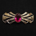 Antique Japanese Silver Brooch Pink Glass Carving Romantic Motif Pin Taisho Era