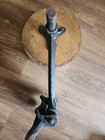 Antique Industrial Factory Cast Iron Swing Arm Wall Mounted Stool Oak Wood Seat