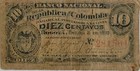 Colombia 10 Centavos 1893 Banknote Paper Money  jan  2  1893  - Circulated - Vin