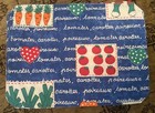6 Vintage Vegetable Placemats   6 Gingham Blue white Napkins Lot 12 French